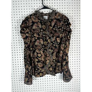 Misa Los Angeles Floral Blouse - Black and Brown